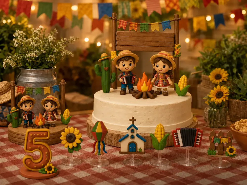 Simulação real da decoração Festa Junina