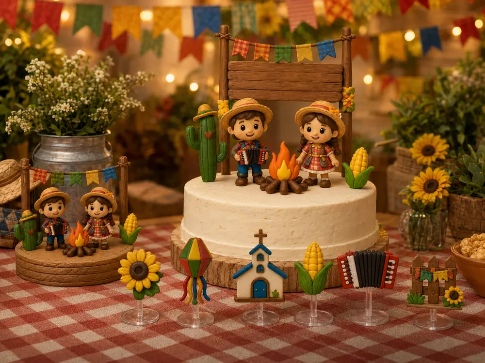 Simulação real da decoração Festa Junina